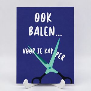 Cherries on Top wenskaart kapper met schaar en tekst Ook balen voor je kapper
