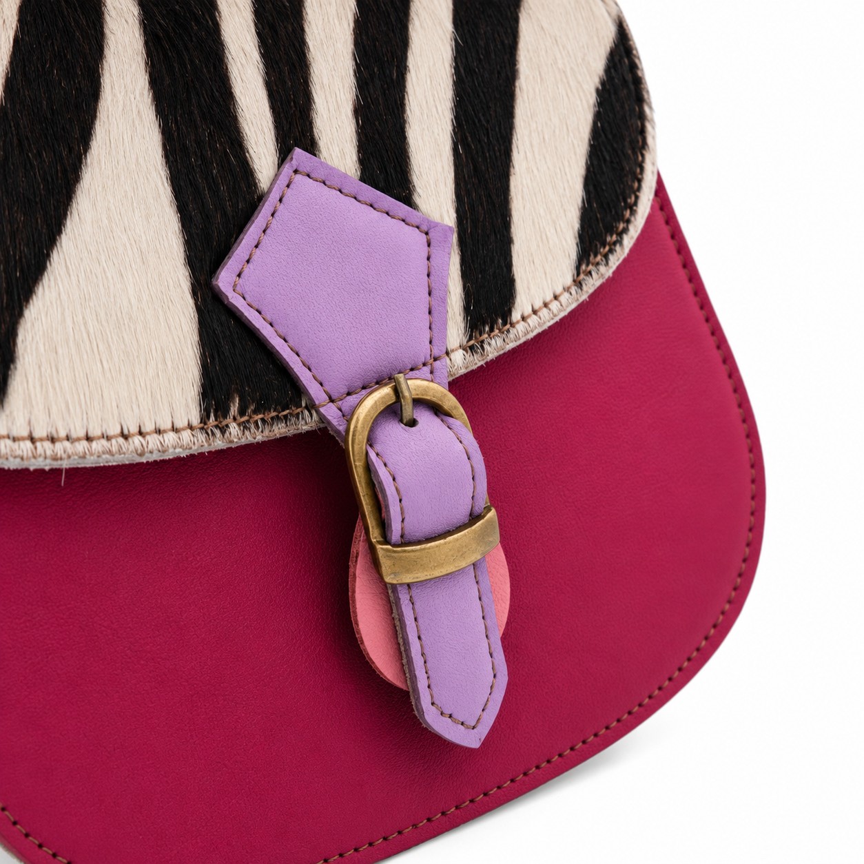 Leren Schoudertas Zebra Fuchsia Multicolor - Afbeelding 4